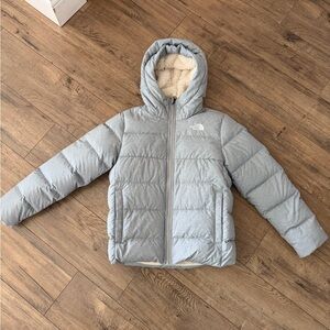 The North Face Kids' Moondoggy Down Hoodie Puffer Gray Size Medium